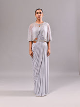 Silver Cape Stitched Saree